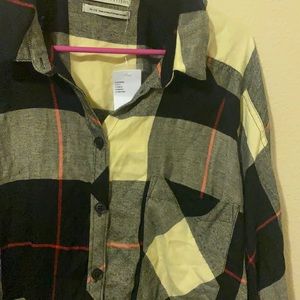 NWT oversized plaid button down